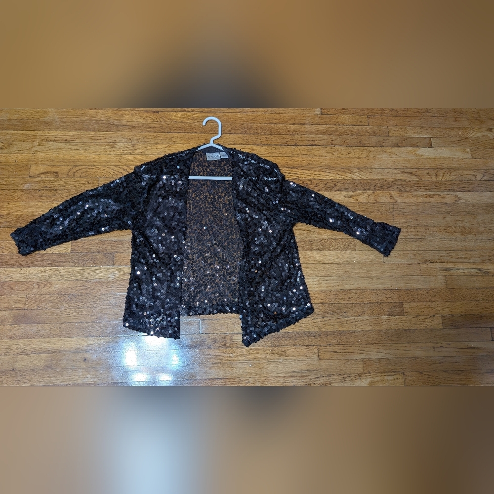 Black Sequin / Sweater Long Sleeve Top